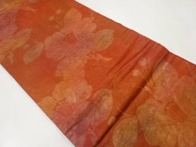 JAPANESE NAGOYA OBI / WOVEN CAMELLIA